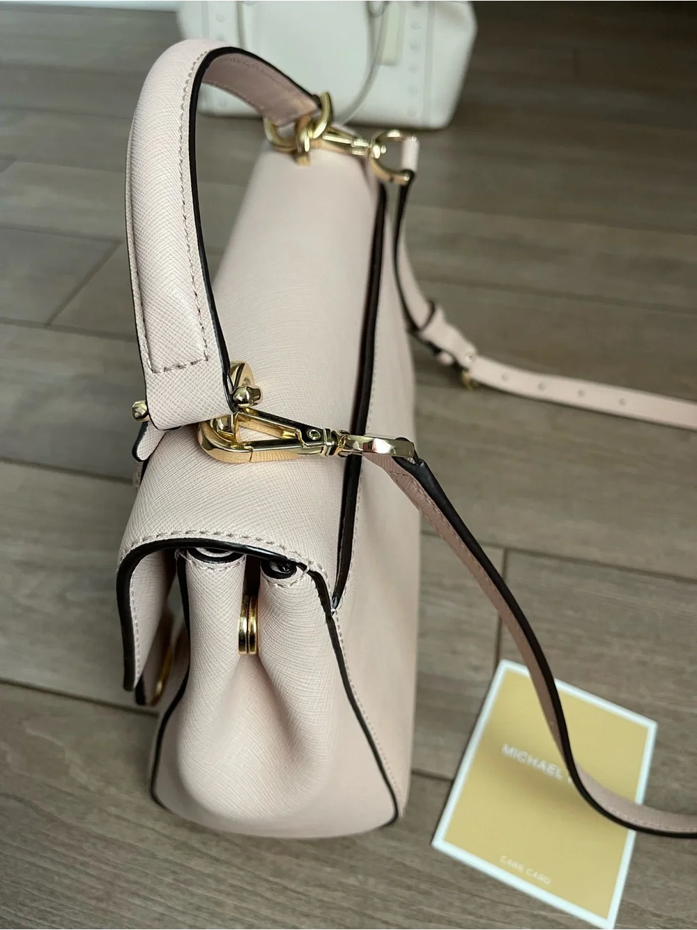 Michael Kors Blush Pink Leather Satchel with Gold Hardware